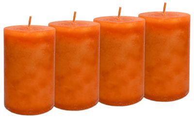 4 Stumpenkerzen Kerzen Tischdeko Herbst Deko Adventskerzen Kürbis Orange