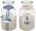 2 Vasen Blau Sand Wal Anker Tischdeko Maritime Deko Sommer Terrasse Balkon Bad 1