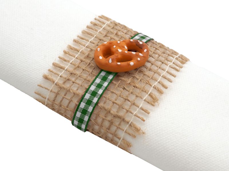Serviettenringe Oktoberfest Bayrisch Jute Karo 4 Stück Brezel Edelweiß