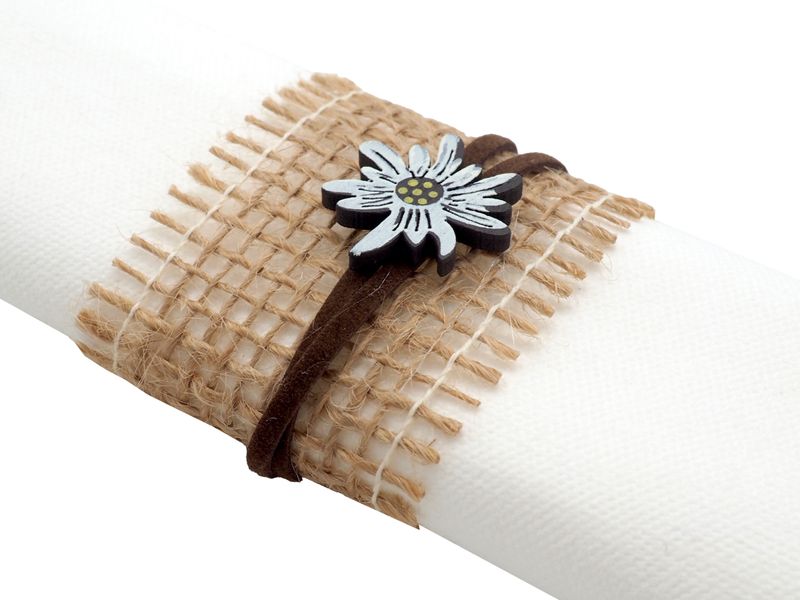 Serviettenringe Oktoberfest Bayrisch Jute Karo 4 Stück Brezel Edelweiß