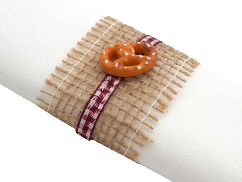 Serviettenringe Oktoberfest Bayrisch Jute Karo 4 Stück Brezel Edelweiß