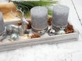 Adventsgesteck im modernen Stil mit Kerzen und Lichterkette als Dekoration für die Advents- und Weihnachtszeit 4