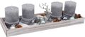 Adventsgesteck Weihnachten Weihnachtsdeko Tablett Hirsch Grau Hellblau Silber Stern Lichterkette Deko 1