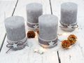Adventskerzen Kerzen Stumpenkerzen Grau Weihnachten Adventskranz Adventsgesteck Deko 2