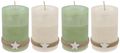 4 Adventskerzen Kerzen Stumpenkerzen Grün Creme Holz Stern Weihnachten Advent Deko 1