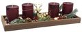 Adventsgesteck Tablett Holz Weihnachten Deko Bordeaux Rot Hirsch Gold Lichterkette 40cm 1