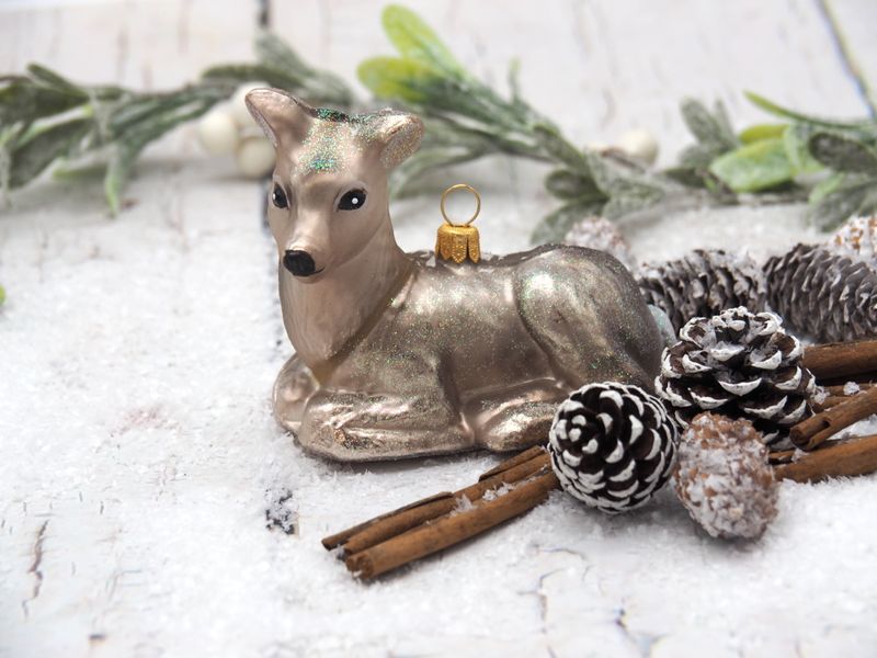 Christbaumschmuck Weihnachtsbaumschmuck Weihnachtsdeko Reh Braun Glas Weihnachten
