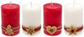4 Adventskerzen Kerzen Stumpenkerzen Rot Creme Kekse Plätzchen Weihnachten Advent Deko Tischdeko 1