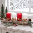 4 Adventskerzen Kerzen Stumpenkerzen Rot Creme Kekse Plätzchen Weihnachten Advent Deko Tischdeko 3