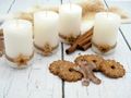 4 Adventskerzen Kerzen Stumpenkerzen Creme Kekse Plätzchen Weihnachten Advent Deko Tischdeko 8