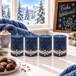 4 Adventskerzen in Dunkelblau mit silbernen Schneeflocken – handdekorierte Weihnachtskerzen 2