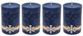 4 Adventskerzen Kerzen Stumpenkerzen Blau Dunkelblau Schneeflocke Holz Advent Weihnachten Deko Tischdeko 1