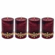 4 Adventskerzen Kerzen Stumpenkerzen Bordeaux Rot Schneeflocke Holz Advent Deko Tischdeko 1