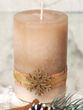 4 Adventskerzen Kerzen Stumpenkerzen Beige Schneeflocke Holz Advent Weihnachten Deko Tischdeko 2