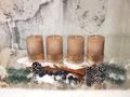4 Adventskerzen Kerzen Stumpenkerzen Beige Schneeflocke Holz Advent Weihnachten Deko Tischdeko 3