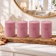 4 Rustik Stumpenkerzen - Adventskerzen in Rosa Mauve - handgegossen, durchgefärbt & tropffest  4
