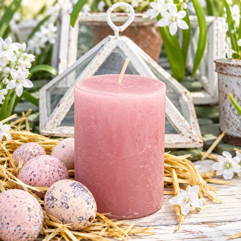 4 Rustic Stumpenkerzen Kerzen Altrosa Mauve Tischdeko Party Deko Adventskerzen