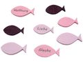 Tischdeko Streudeko Fische Holz Holzfische Rosa Lila Glaube Liebe Hoffnung Kommunion Konfirmation 8 Stück 1
