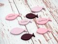 Tischdeko Streudeko Fische Holz Holzfische Rosa Lila Glaube Liebe Hoffnung Kommunion Konfirmation 8 Stück 4