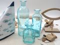 Tischdeko Kommunion Konfirmation Petrol Beige Blau Vasen Streudeko SET 20 Personen 3