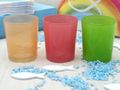 Kommunion Tischdeko Set mit Regenbogen Servietten, Tischläufer aus Leinen, Holzschriftzug und Streudeko in Hellblau 2