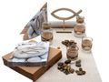 Tischdeko Kommunion Konfirmation Natur Braun Fisch Stein Holz SET 20 Personen  1
