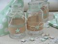 Vase Tischdekoration Stern Leinen Mint Grün Taufe Junge Mädchen Deko Baby 2 Stück 2