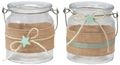 Windlicht Glas Tischdeko Kerzenhalter Mint Grün Leinen Taufe Baby Deko Teelichthalter 2 Stück 1