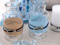Vase Tischdeko Fisch Leinen Natur Blau Kommunion Konfirmation Maritim Deko 2 Stück 2
