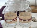 Vase Tischdeko Fisch Leinen Natur Mauve Kommunion Konfirmation 2 Stück  2