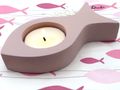 Tischdeko Set Kommunion Konfirmation – Fische Glaube Liebe Hoffnung – Taupe & Altrosa 3