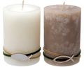 Kerzen Stumpenkerzen Tischdeko Kommunion Konfirmation Creme Beige Fisch 2 Stück 1
