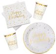 Tischdeko Geburtstag Happy Birthday Gold Pappteller Pappbecher Partygeschirr 1