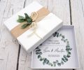 Geldgeschenk Verpackung Personalisiertes Geschenk Hochzeit Herz Weiß Eukalyptus Blätterkranz Mit Namen 6