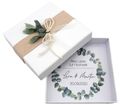Geldgeschenk Verpackung Personalisiertes Geschenk Hochzeit Herz Weiß Eukalyptus Blätterkranz Mit Namen 1