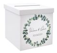 Briefbox Kartenbox Hochzeit Eukalyptus Blätterkranz Geburtstag Personalisiertes Geschenk 1