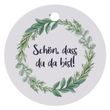 Anhänger Geschenkanhänger Rund Kommunion Konfirmation Schön dass du da bist Eukalyptus Blätterkranz Gastgeschenk Basteln 25 Stück 2