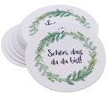 Anhänger Geschenkanhänger Rund Kommunion Konfirmation Schön dass du da bist Eukalyptus Blätterkranz Gastgeschenk Basteln 25 Stück 1