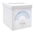 Briefbox Kartenbox Regenbogen Blau Taufe Kommunion Konfirmation Tischdeko Personalisiertes Geschenk 1