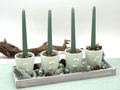 Stabkerzen Spitzkerze Eukalyptus Salbei Grün Deko Tischdeko Advent Hochzeit Geburtstag Ostern - 4 Stück 2