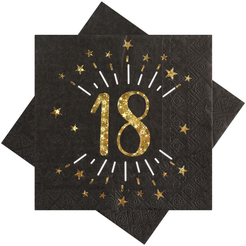 Servietten Tischdeko Geburtstag Schwarz Zahlen Gold 18 20 30 40 50 60 70 Jubiläum Party Deko