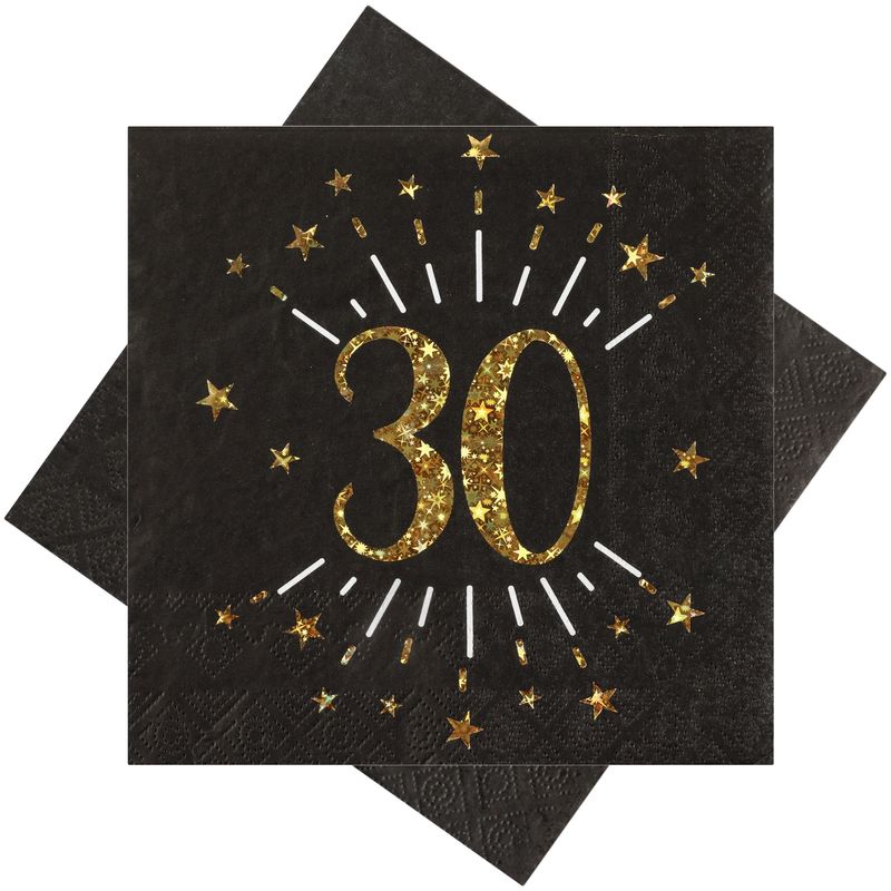 Servietten Tischdeko Geburtstag Schwarz Zahlen Gold 18 20 30 40 50 60 70 Jubiläum Party Deko