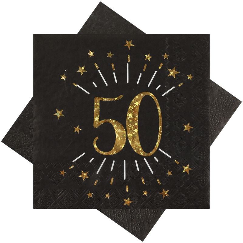 Servietten Tischdeko Geburtstag Schwarz Zahlen Gold 18 20 30 40 50 60 70 Jubiläum Party Deko