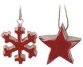 Anhänger Weihnachtsbaum Baumschmuck Holz Schneeflocke Stern ROT Natur Weihnachten Deko 1