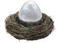 Osternest mit Silber Ei Keramik Osterei Frühling Ostern Nest Holz Kranz 1
