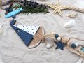 Dekoratives Windspiel - Girlande aus Holz mit Boot, Fisch, Seestern und Muschel 3