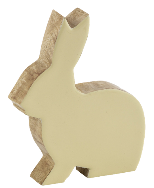 Hase Holz Gelb Grün Dekofigur Ostern Frühling Groß Deko Mangoholz