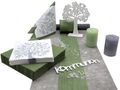 Tischdeko Kommunion Konfirmation Grün Weiß Grau Baum des Lebens SET 20 Personen  1