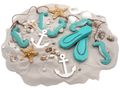 Tischdeko Maritim Streudeko MIX Sand Muscheln Anker Seesterne Zehentrenner Seepferdchen Türkis Deko 650g 1
