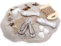 Streudeko Maritim MIX Tischdeko Sand Muscheln Netz Fische Weiß Zehentrenner Grau gestreift Deko 650g 1
